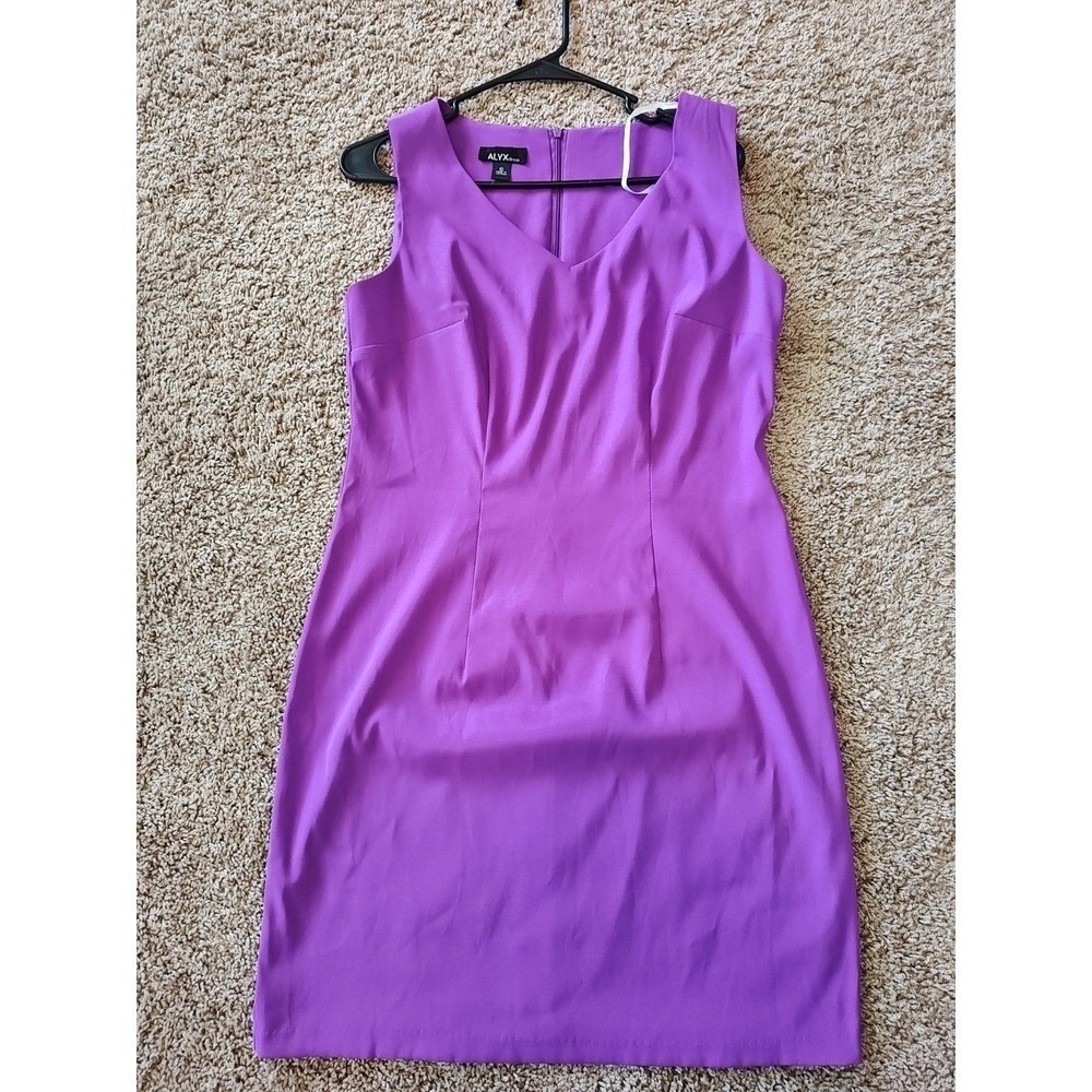 ALYX Dress Womens 10 Purple V-Neck Sleeveless Sheath Career Cocktail Dress